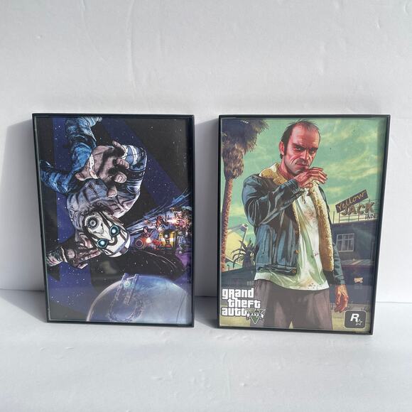 2 Framed Gamer Pictures Grand Theft Auto Gaming Art Card 7 x 5 - Picture 1 of 5